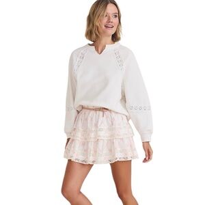 Francesca’s Samantha bow print tiered mini skirt - large